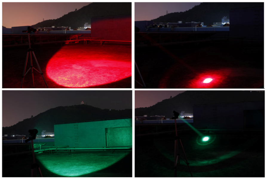 Red and green coloured hunting lights