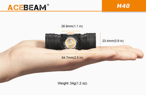 Acebeam H40 HD - compact, lightweight headlamp - Hi Power Flashlights, LED Torches