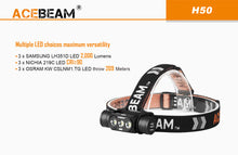Acebeam H50 - 2000 lumens, 125 degree beam angle - Hi Power Flashlights, LED Torches