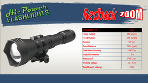 Hi-Power Redback ZOOM - Focusable Fox Hunting Light - Hi Power Flashlights, LED Torches