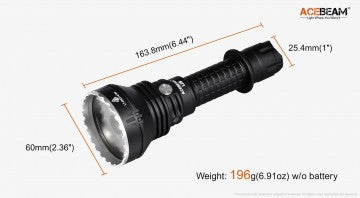 Acebeam L19 Rechargeable Long Throw Flashlight Kit - 1300m - Hi Power Flashlights