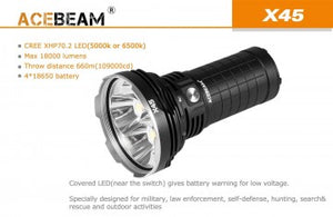 AceBeam X45 V2 18000 lumen 4 x XHP70.2 LED searchlight - Hi Power Flashlights