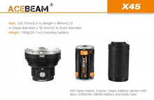 AceBeam X45 V2 18000 lumen 4 x XHP70.2 LED searchlight - Hi Power Flashlights