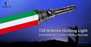 Brinyte T28 Artemis TRI Colour,RED.GREEN,WHITE - Hi Power Flashlights