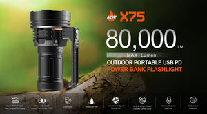 Acebeam X75 Brightest Power Bank Flashlight - Hi Power Flashlights